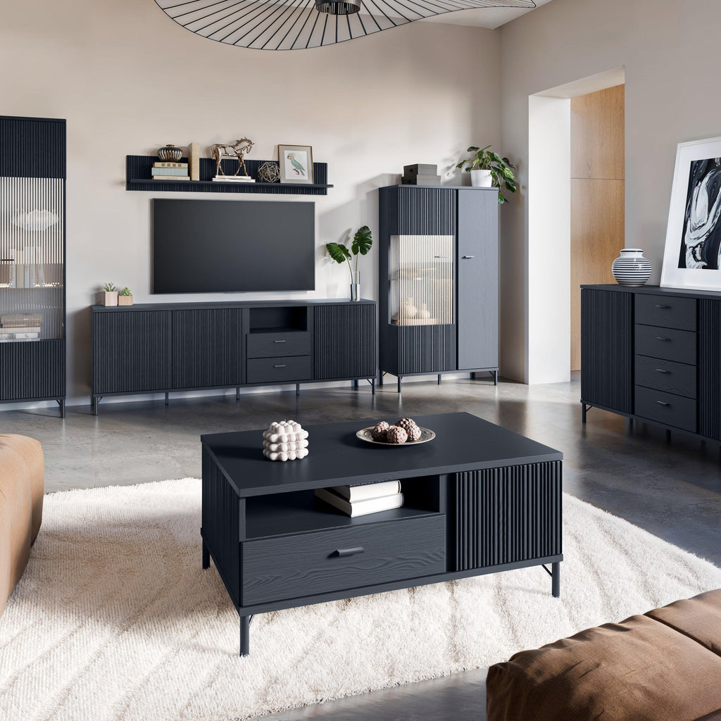 Lusaka Display Cabinet 2 Door in Black Graphite - image 5