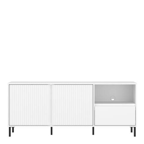 Avenale Wide TV Cabinet 2 Door 1 Drawer in Alpine White High Gloss - image 2