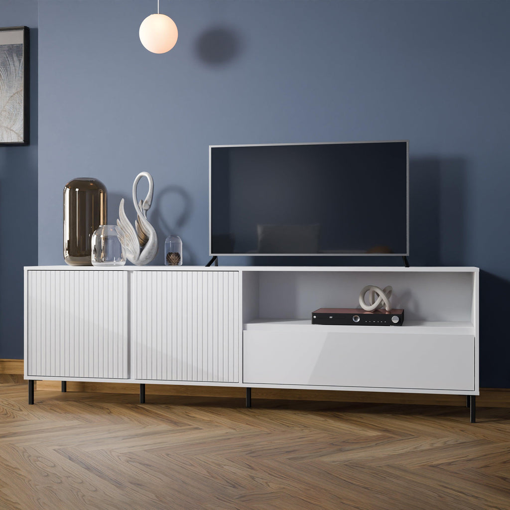Avenale TV Cabinet 2 Door 1 Drawer in Alpine White High Gloss - image 4