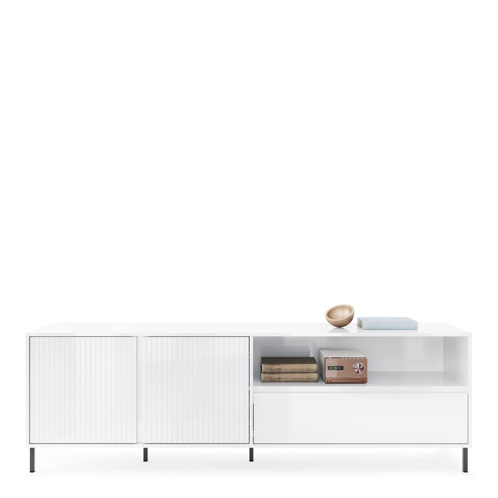 Avenale TV Cabinet 2 Door 1 Drawer in Alpine White High Gloss - image 6