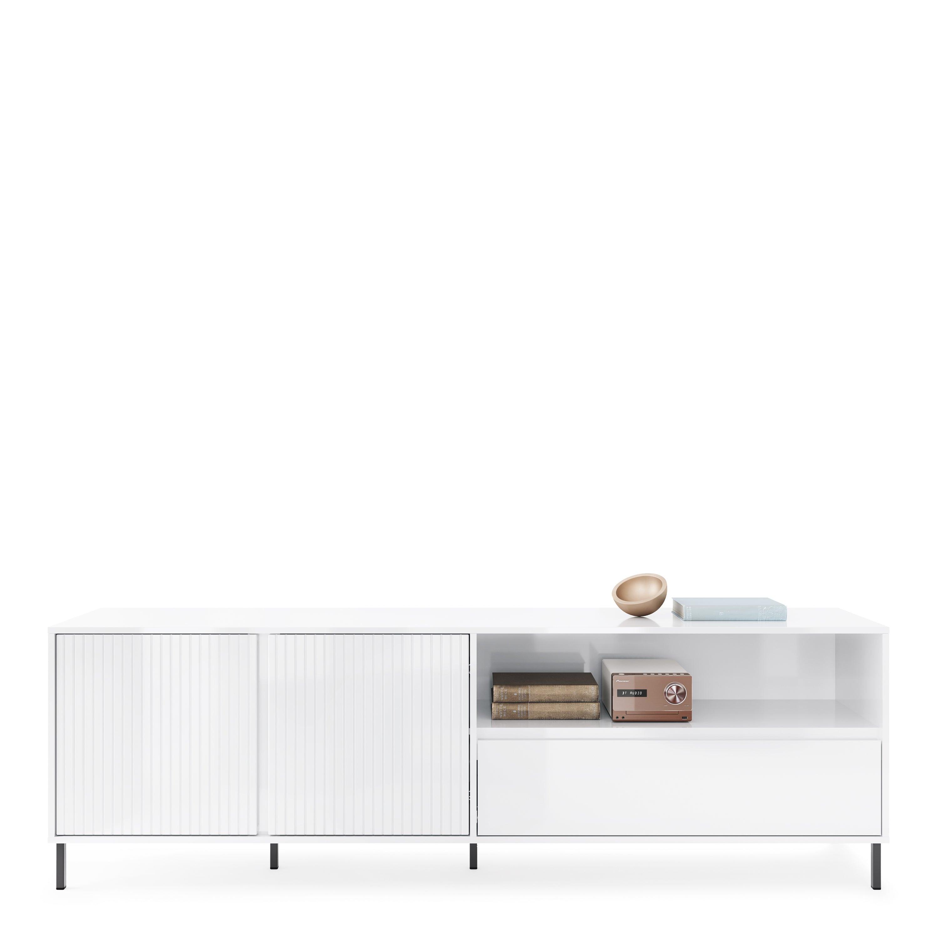 Avenale TV Cabinet 2 Door 1 Drawer in Alpine White High Gloss - image 6