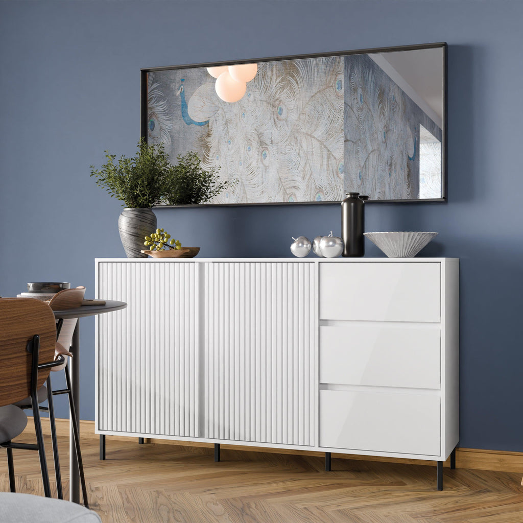 Avenale Sideboard 2 Door 3 Drawer in Alpine White High Gloss - image 4