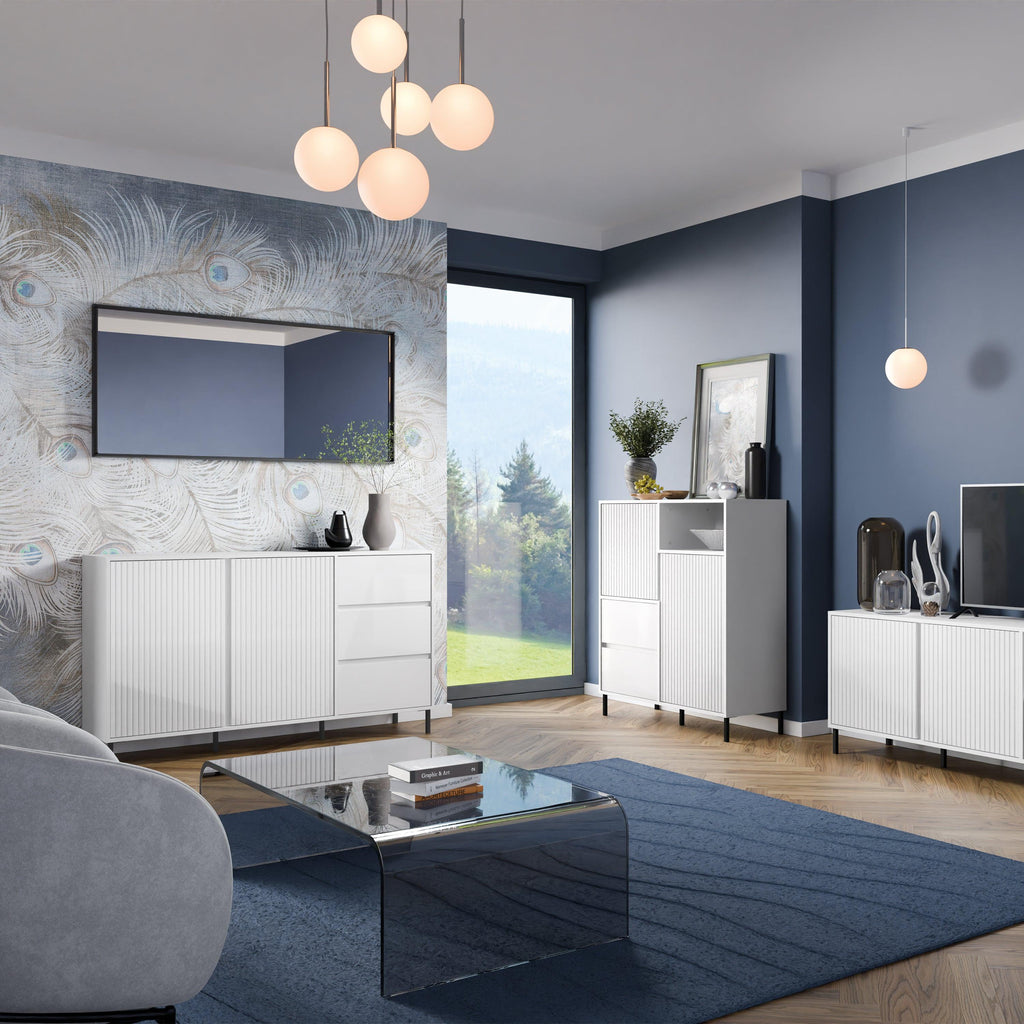 Avenale Sideboard 2 Door 3 Drawer in Alpine White High Gloss - image 5