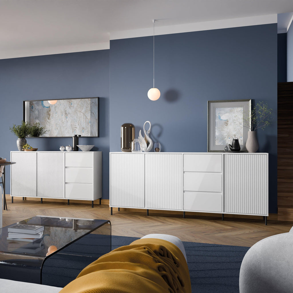 Avenale Sideboard 3 Door 3 Drawer in Alpine White High Gloss - image 6