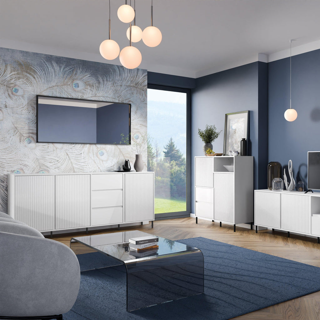 Avenale Sideboard 3 Door 3 Drawer in Alpine White High Gloss - image 7