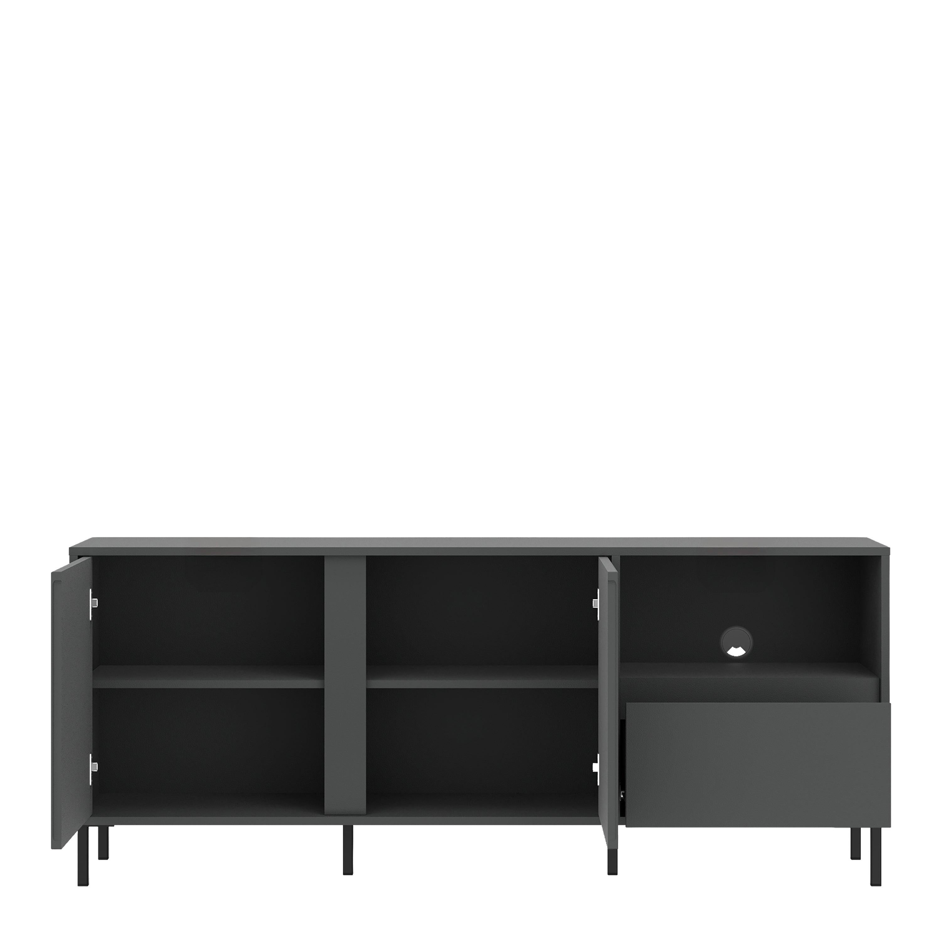 Avenale Wide TV Cabinet 2 Door 1 Drawer in Anthracite - image 3