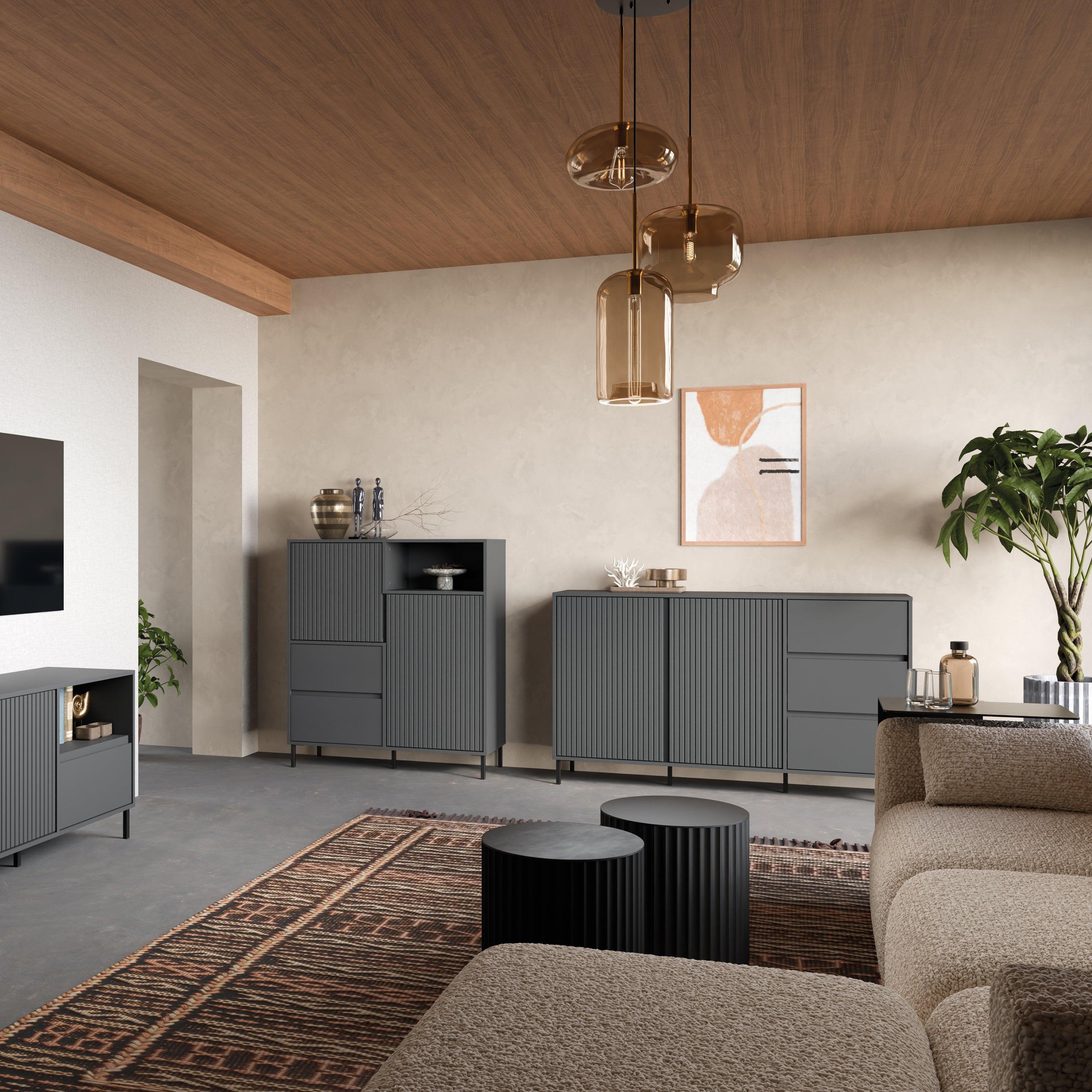 Avenale Sideboard 2 Door 3 Drawer in Anthracite - image 4