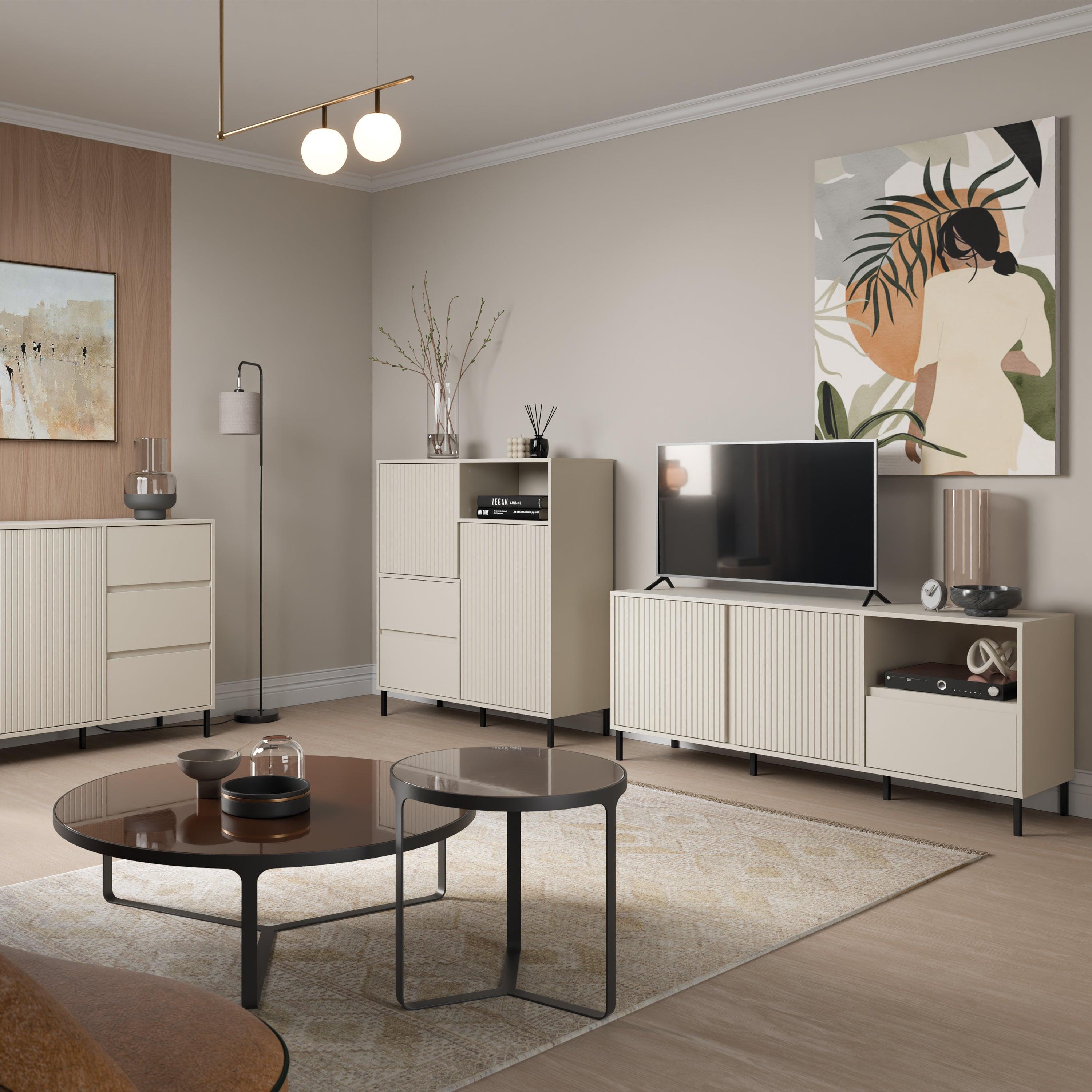 Avenale Wide TV Cabinet 2 Door 1 Drawer in Cashmere - image 7