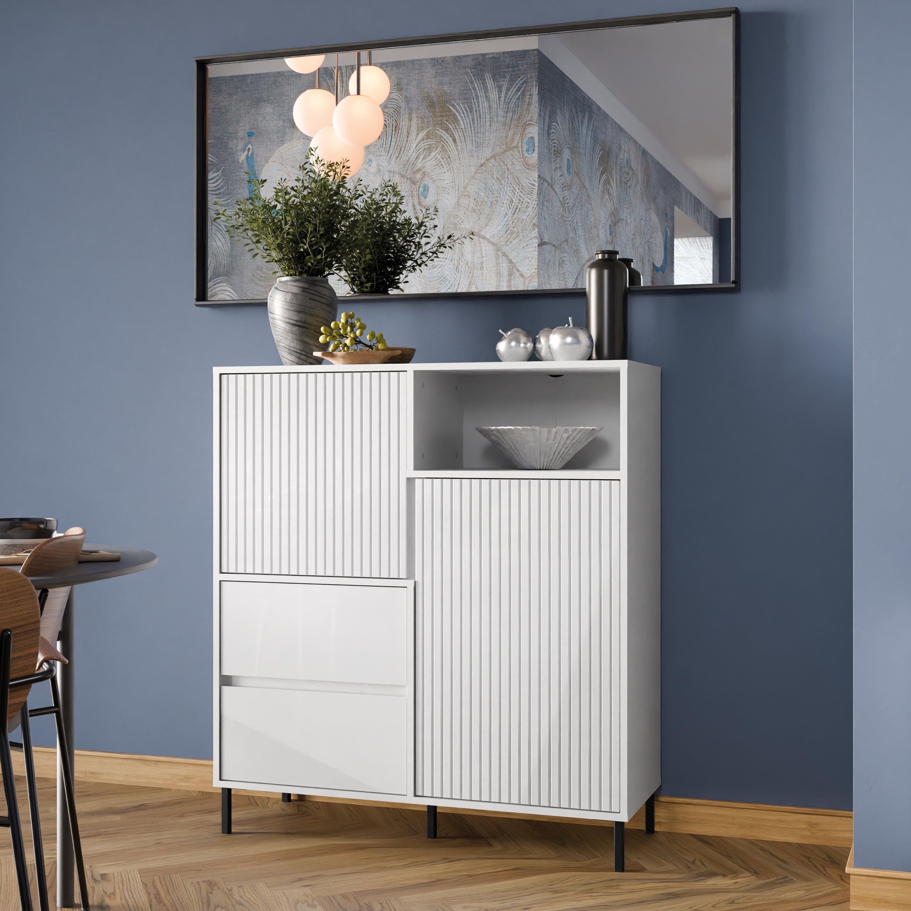 Avenale Sideboard 2 Door 2 Drawer in Alpine White High Gloss - image 4