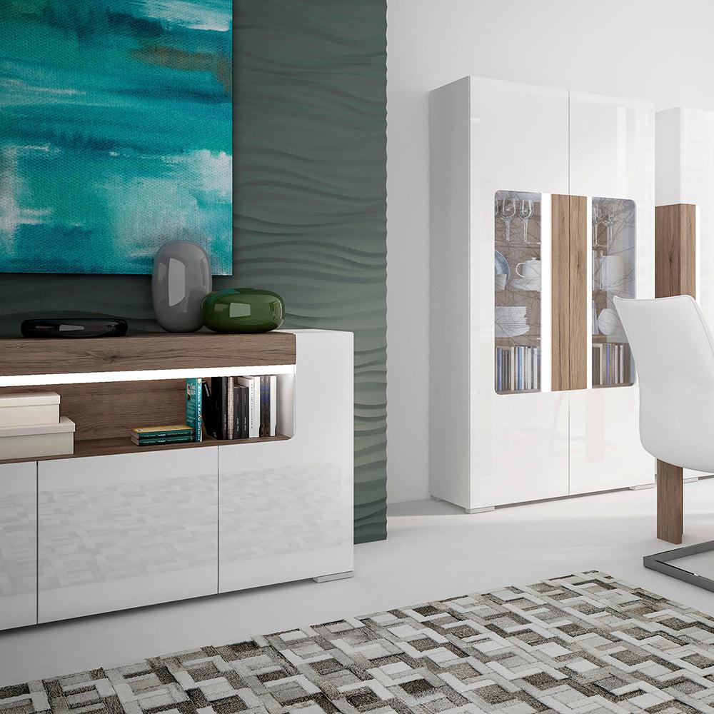 Toronto 3 Door Sideboard with open shelving (inc. Plexi Lighting) - image 7