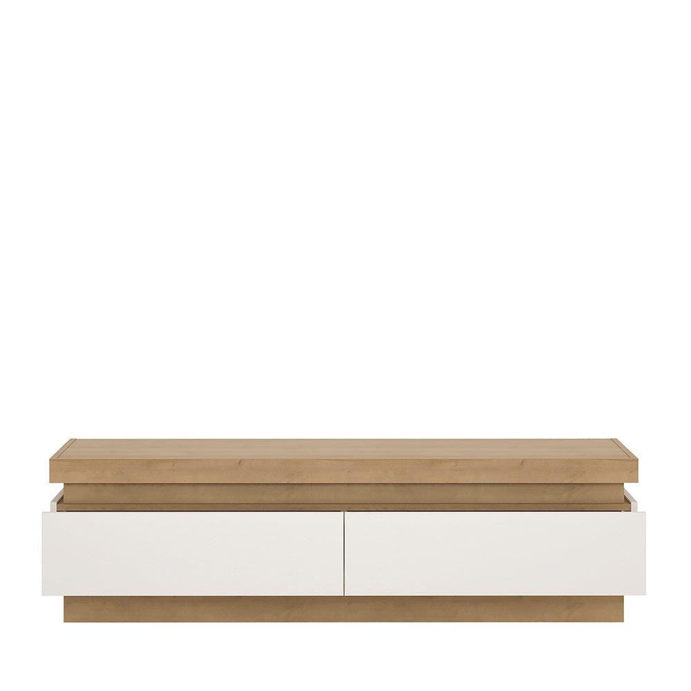 Lyon 2 Drawer TV Cabinet in Riviera Oak/White High Gloss - image 2