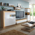 Lyon 2 Drawer TV Cabinet in Riviera Oak/White High Gloss - image 4