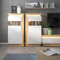 Lyon 2 Drawer TV Cabinet in Riviera Oak/White High Gloss - image 5