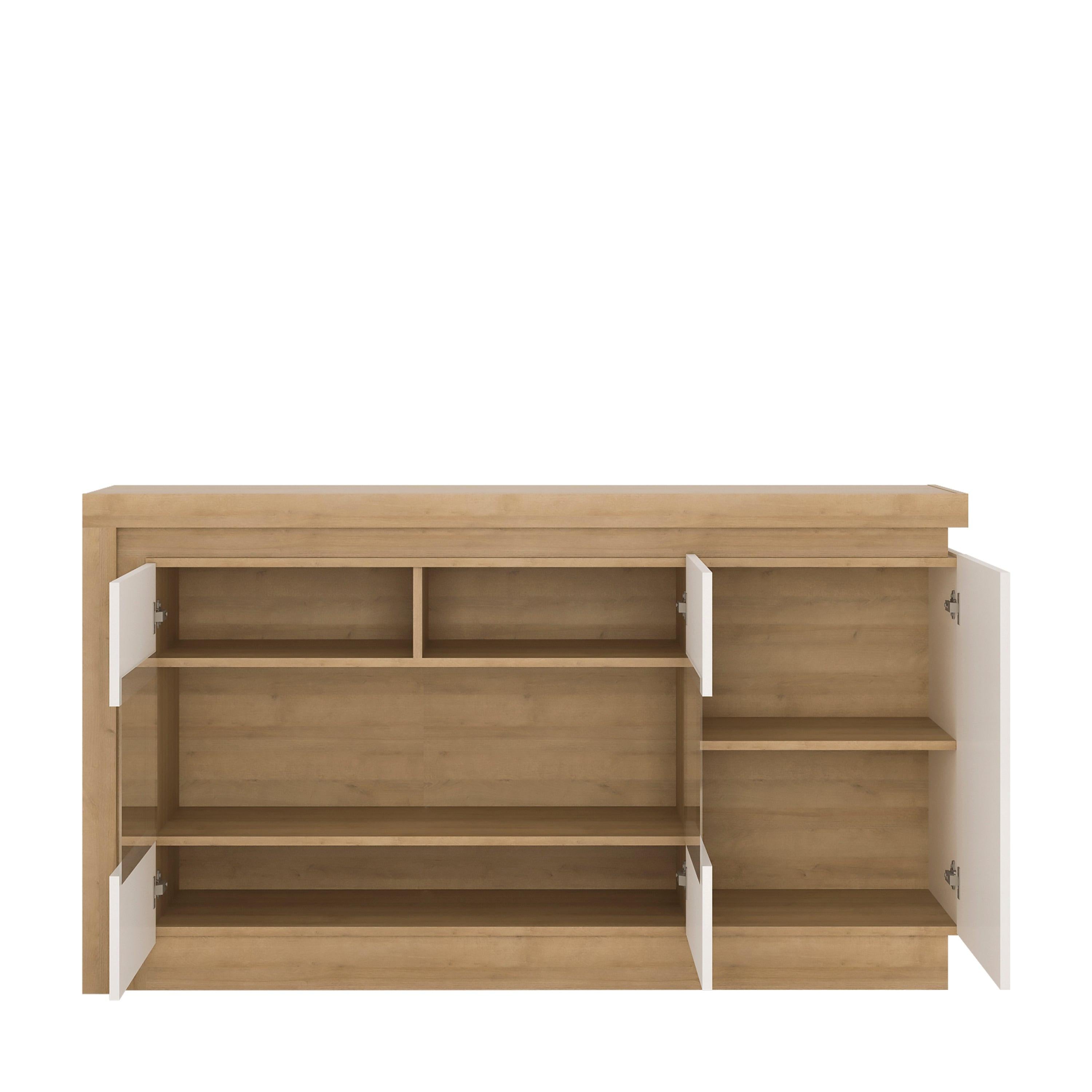 Lyon 3 Door Glazed Sideboard in Riviera Oak/White High Gloss - image 2