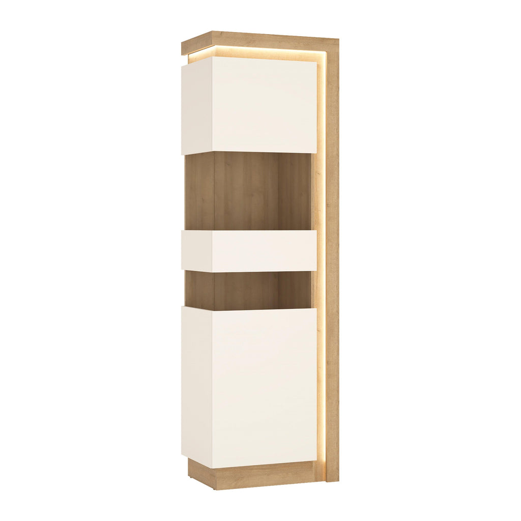 Lyon Tall Narrow Display Cabinet (LHD) in Riviera Oak/White High Gloss - image 2