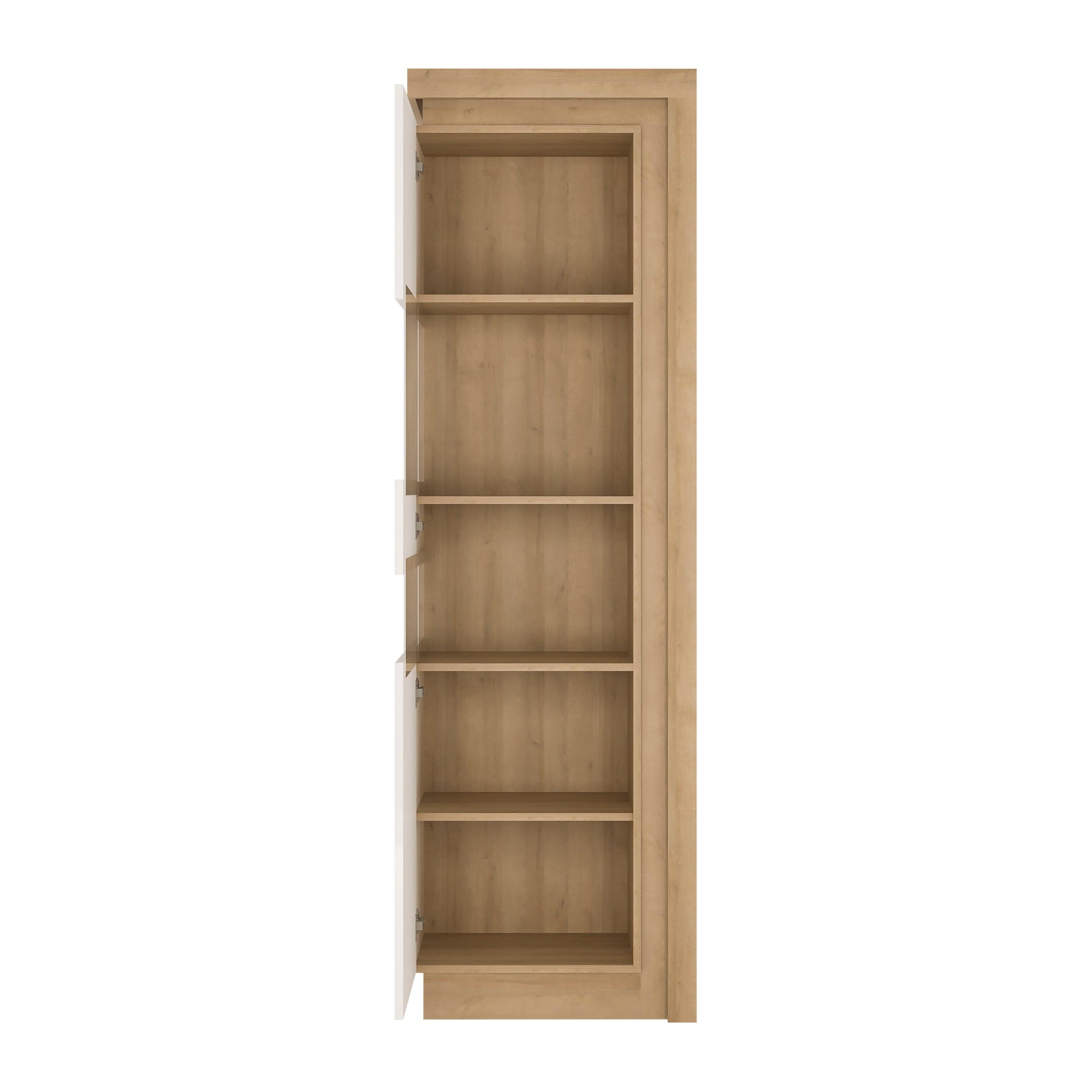 Lyon Tall Narrow Display Cabinet (LHD) in Riviera Oak/White High Gloss - image 3