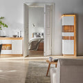 Lyon Tall Narrow Display Cabinet (LHD) in Riviera Oak/White High Gloss - image 5