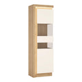 Lyon Tall Narrow Display Cabinet (RHD) in Riviera Oak/White High Gloss - image 2