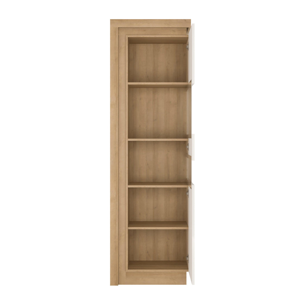 Lyon Tall Narrow Display Cabinet (RHD) in Riviera Oak/White High Gloss - image 3