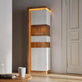Lyon Tall Narrow Display Cabinet (RHD) in Riviera Oak/White High Gloss - image 5