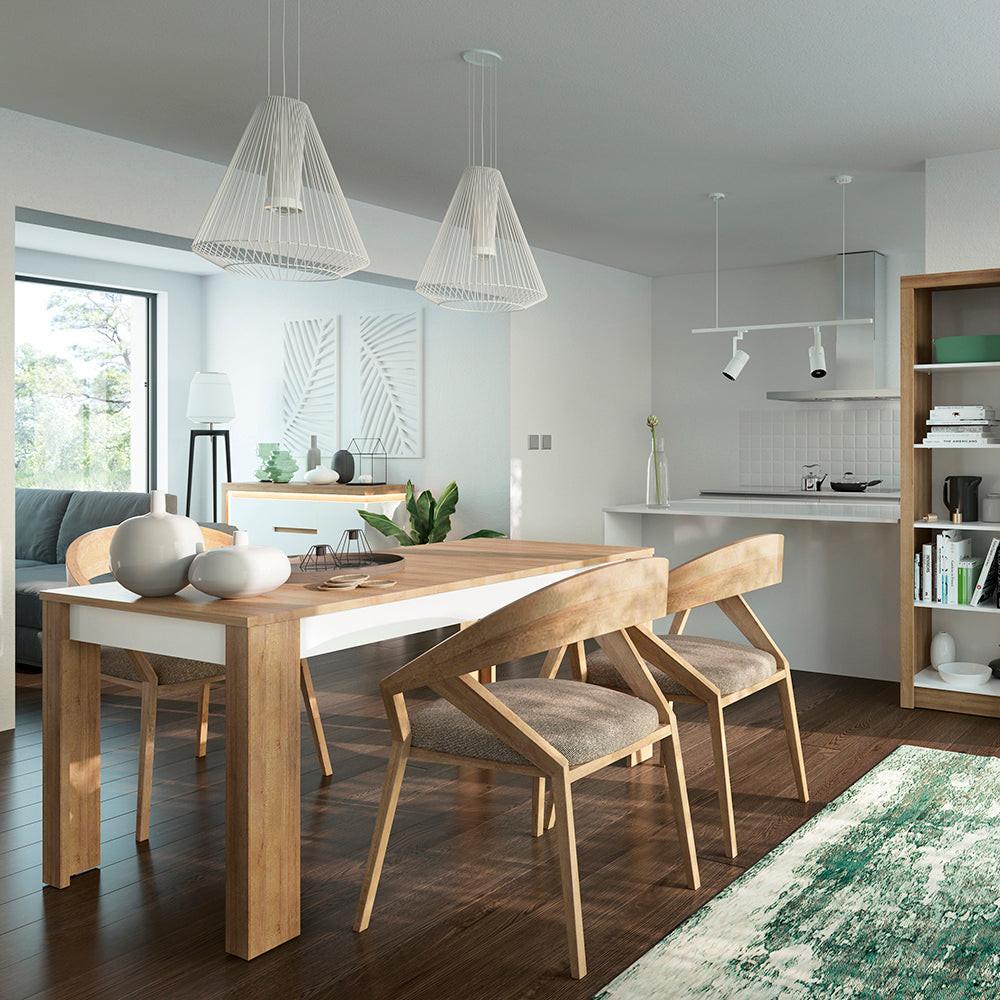 Lyon Large Extending Dining Table 160-200cm in Riviera Oak/White High Gloss - image 3