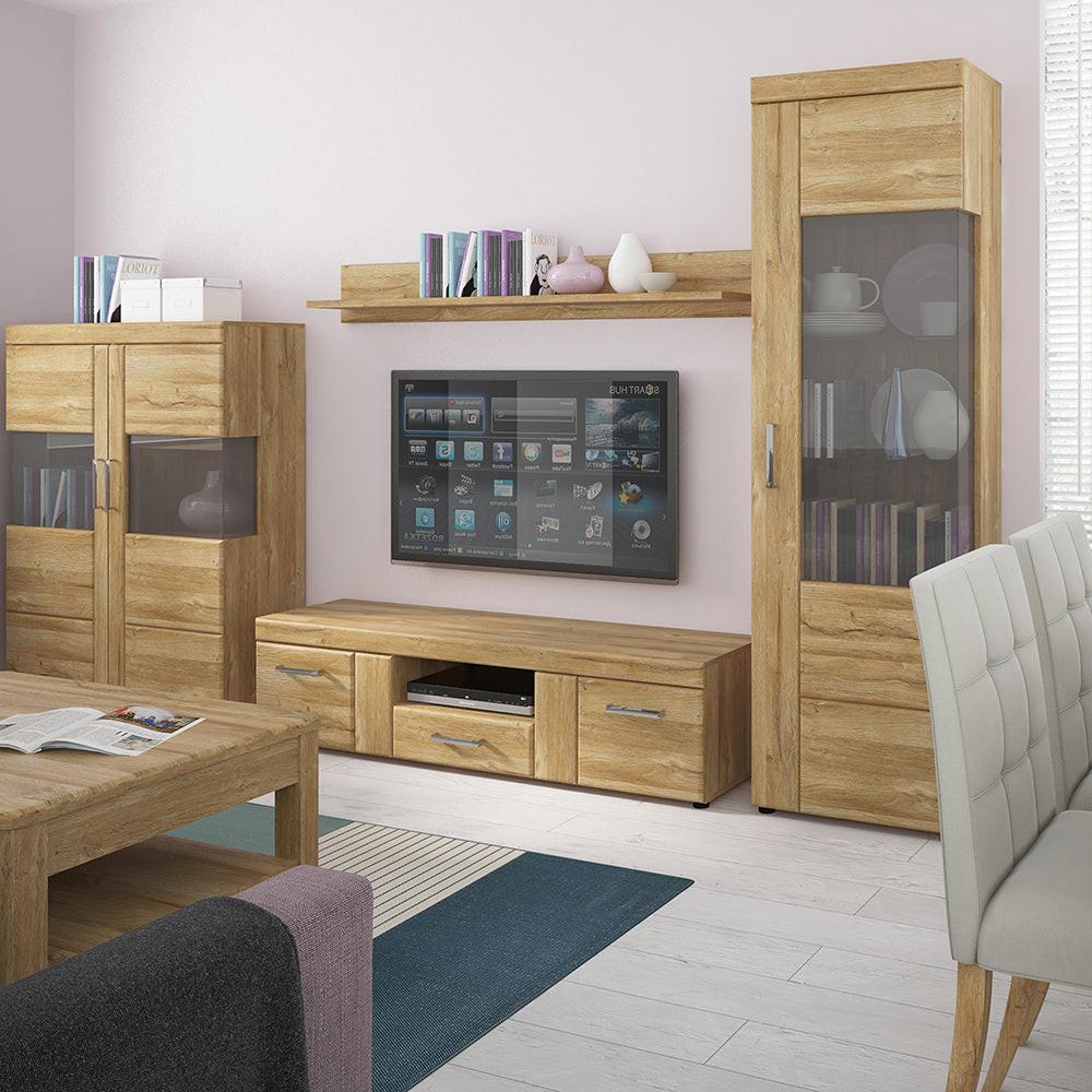 Cortina Tall Glazed Display Cabinet (RH) in Grandson Oak - image 6