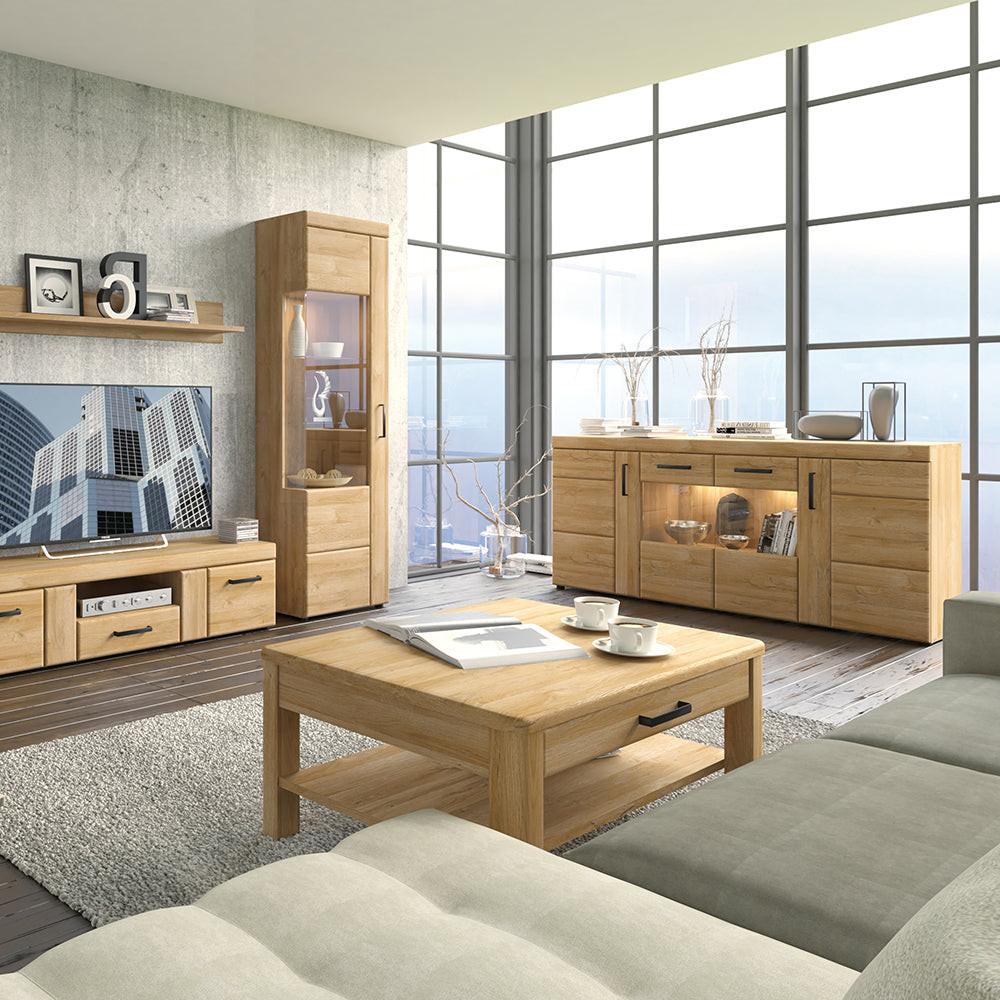 Cortina Tall Glazed Display Cabinet (LH) in Grandson Oak - image 3