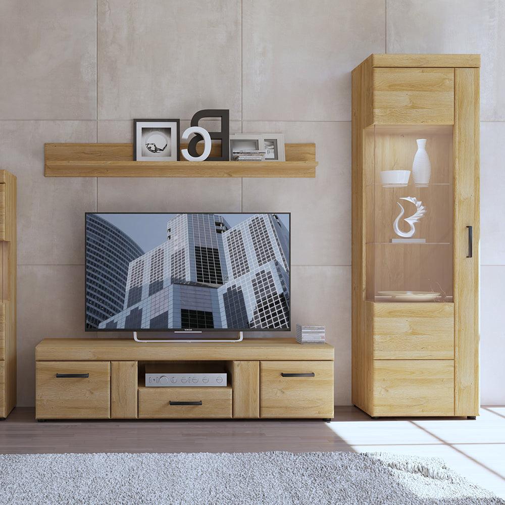 Cortina Tall Glazed Display Cabinet (LH) in Grandson Oak - image 4