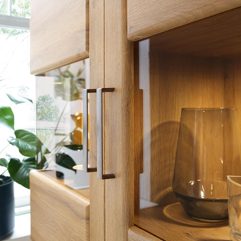 Cortina Tall Glazed Display Cabinet (LH) in Grandson Oak - image 7