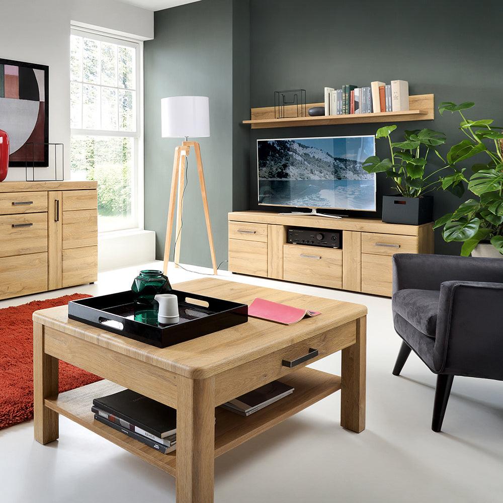Cortina 2 Door 1 Drawer Tall TV Cabinet in Grandson Oak - image 4