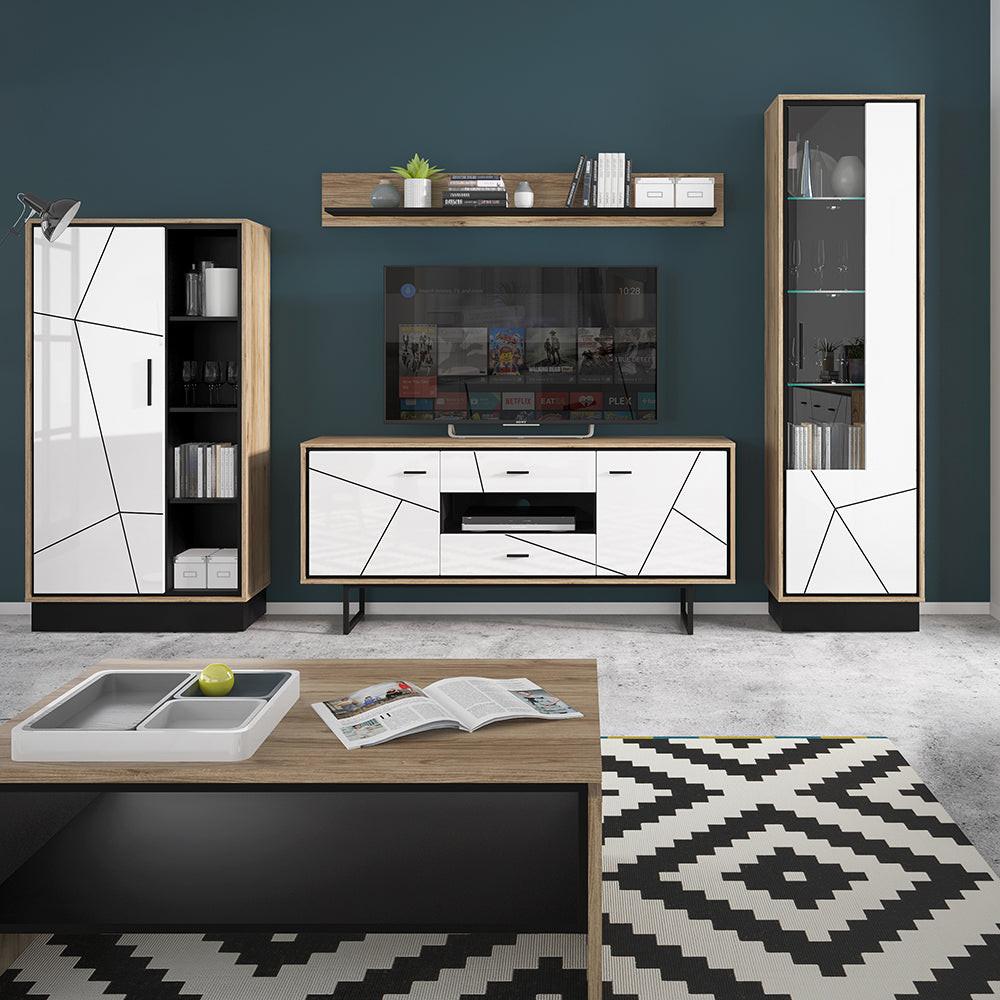 Brolo 167cm Wall Shelf with a Walnut and Dark Panel Finish - image 3