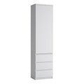 Fribo Tall Narrow 1 Door 3 Drawer Cupboard in White