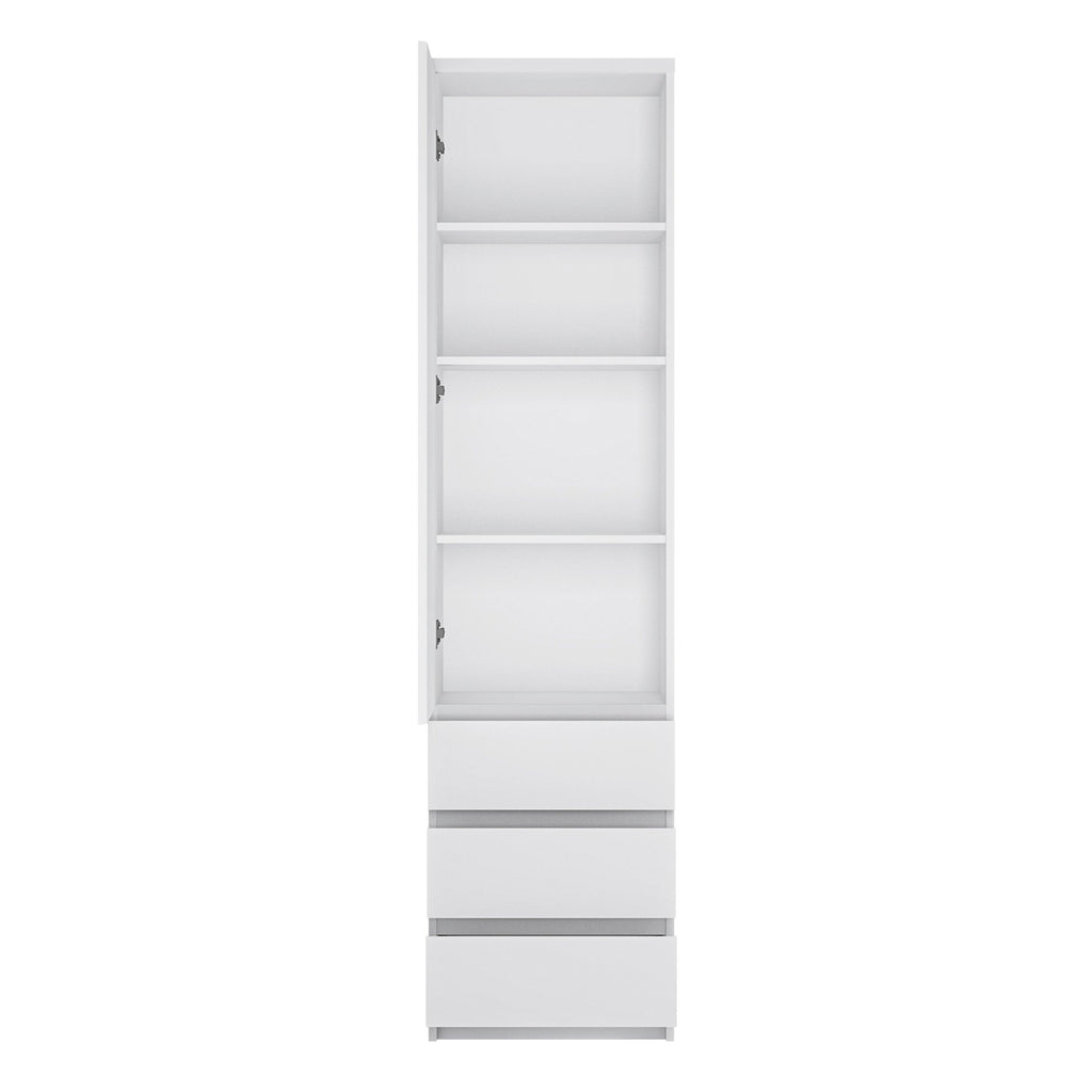 Fribo Tall Narrow 1 Door 3 Drawer Cupboard in White - image 2