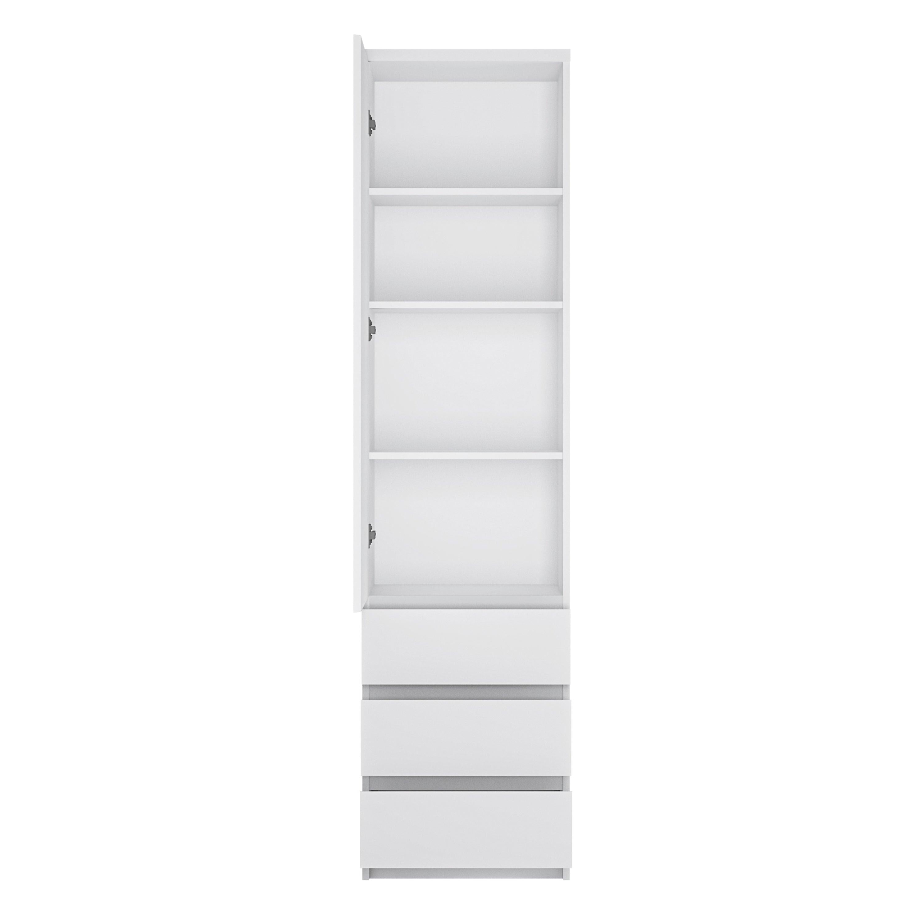 Fribo Tall Narrow 1 Door 3 Drawer Cupboard in White - image 2