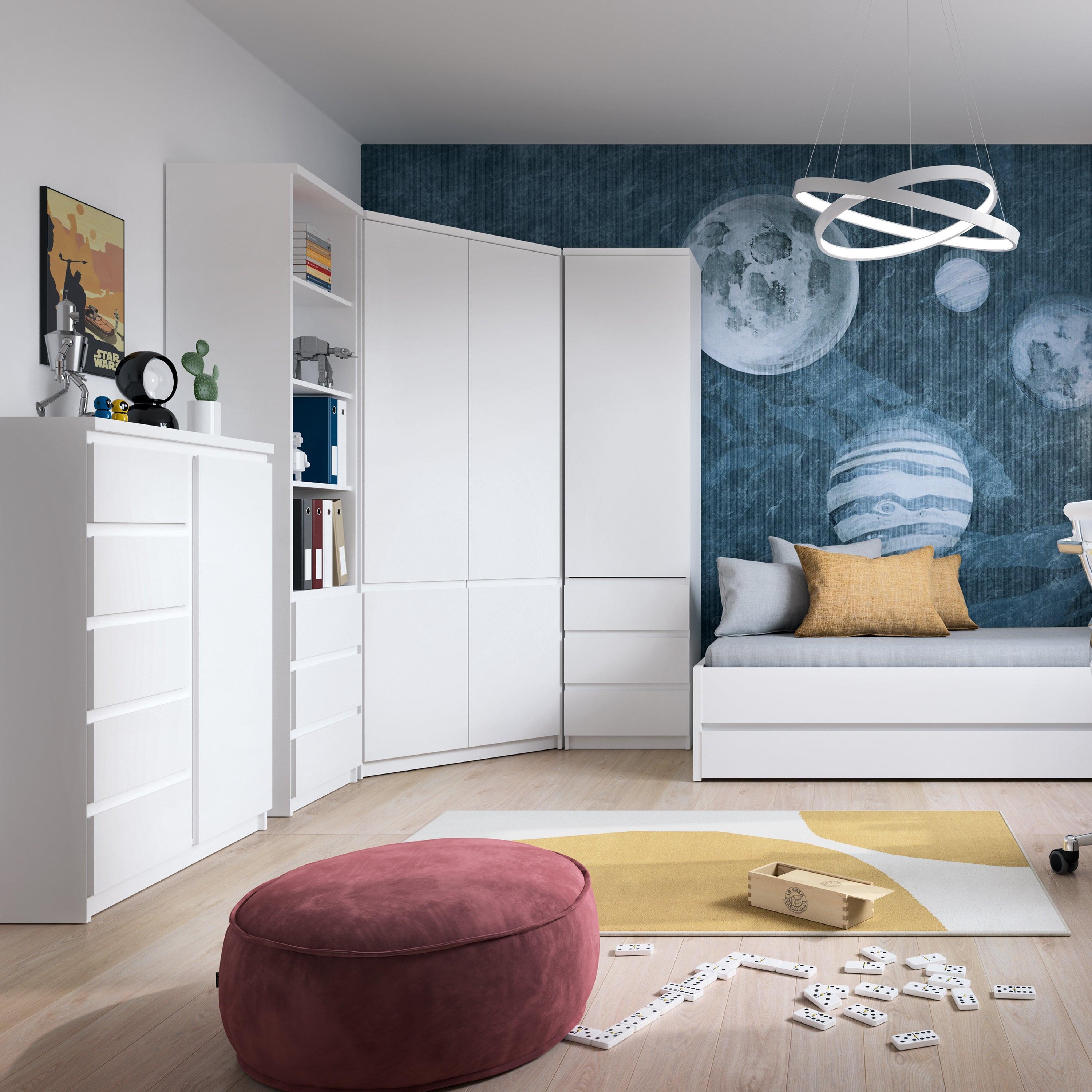 Fribo Tall Narrow 1 Door 3 Drawer Cupboard in White - image 3