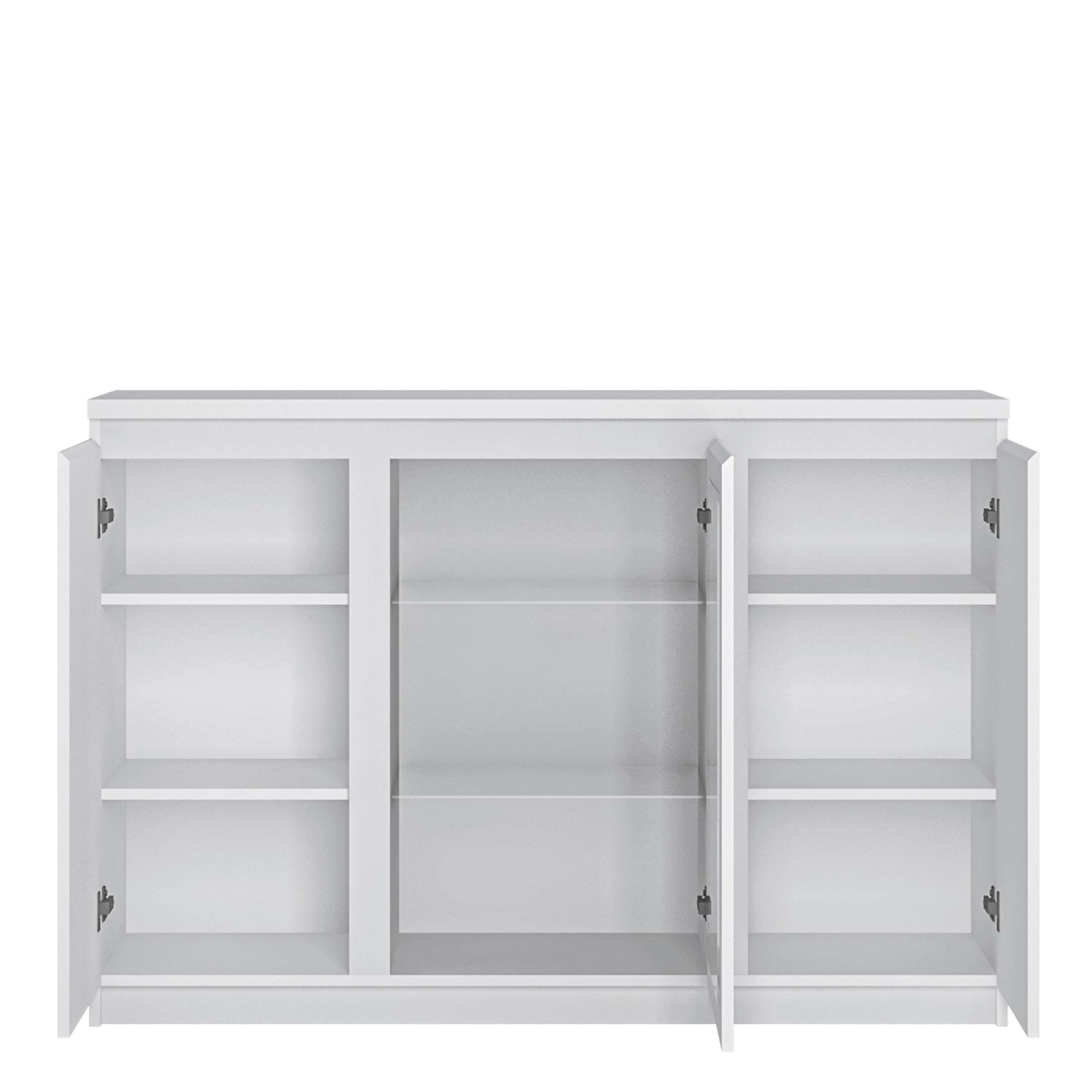 Fribo 3 Door Sideboard (Glazed Centre) in White - image 2