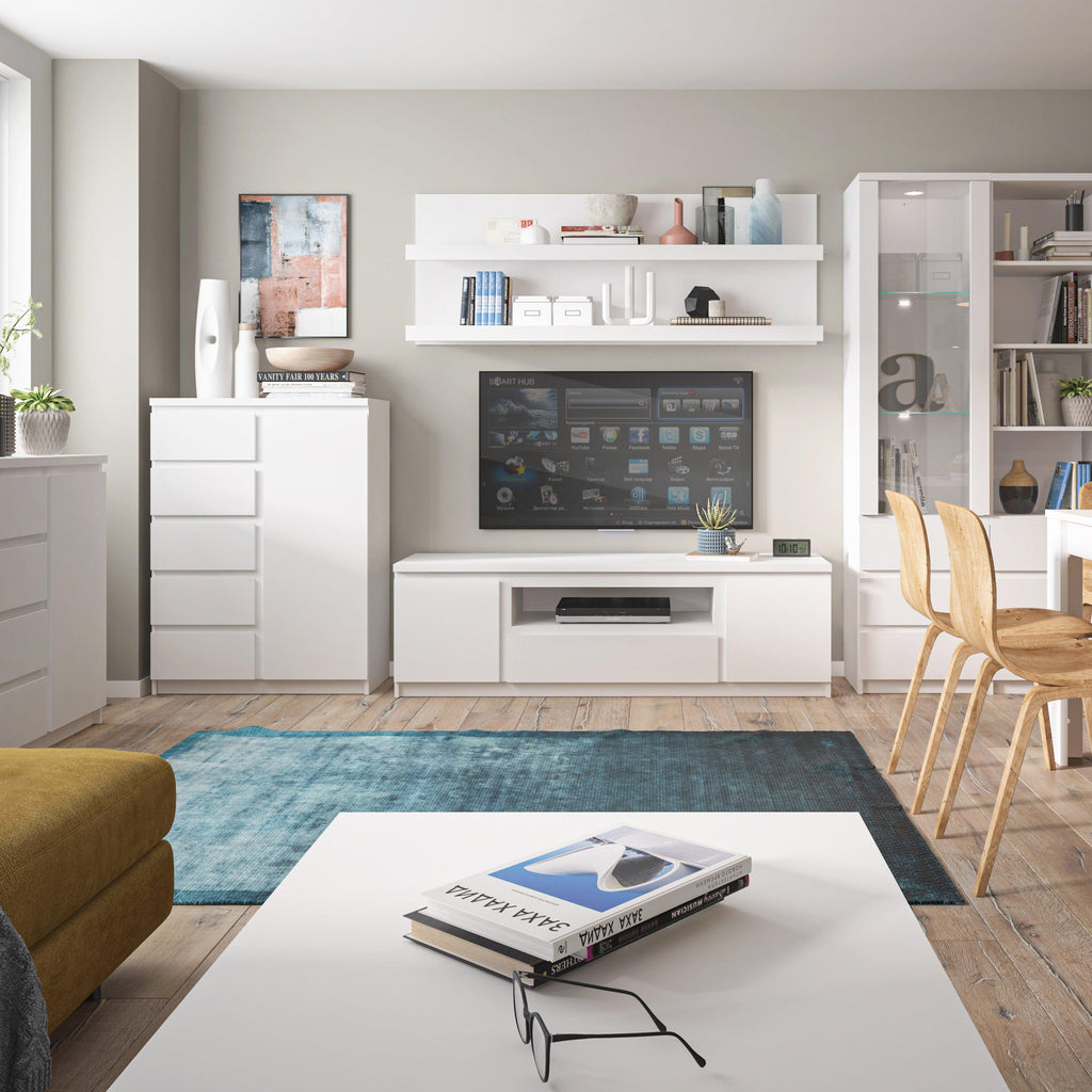 Fribo 2 Door 1 Drawer 166cm Wide TV Cabinet in White - image 3