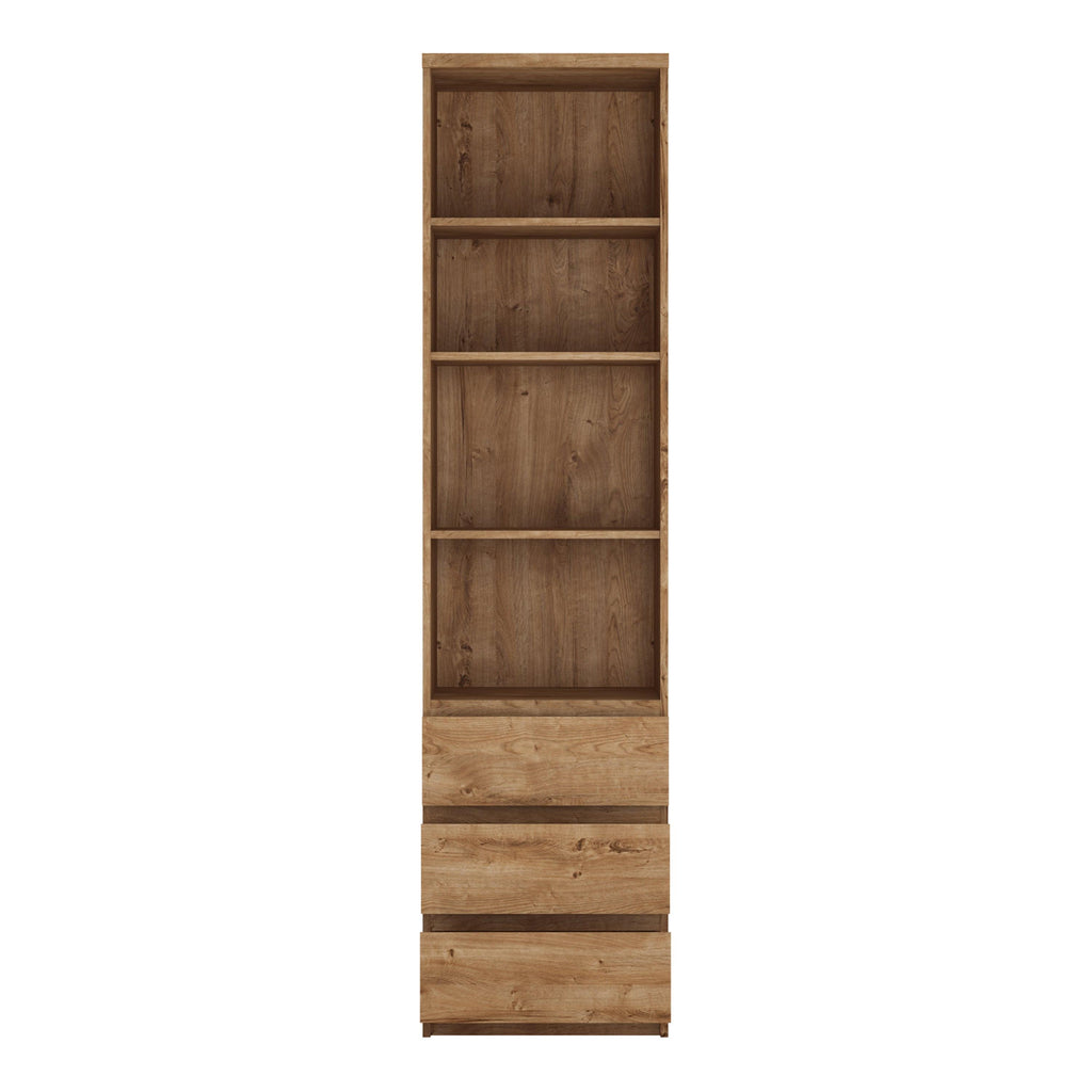 Fribo Tall Narrow 3 Drawer Bookcase in Oak - image 2