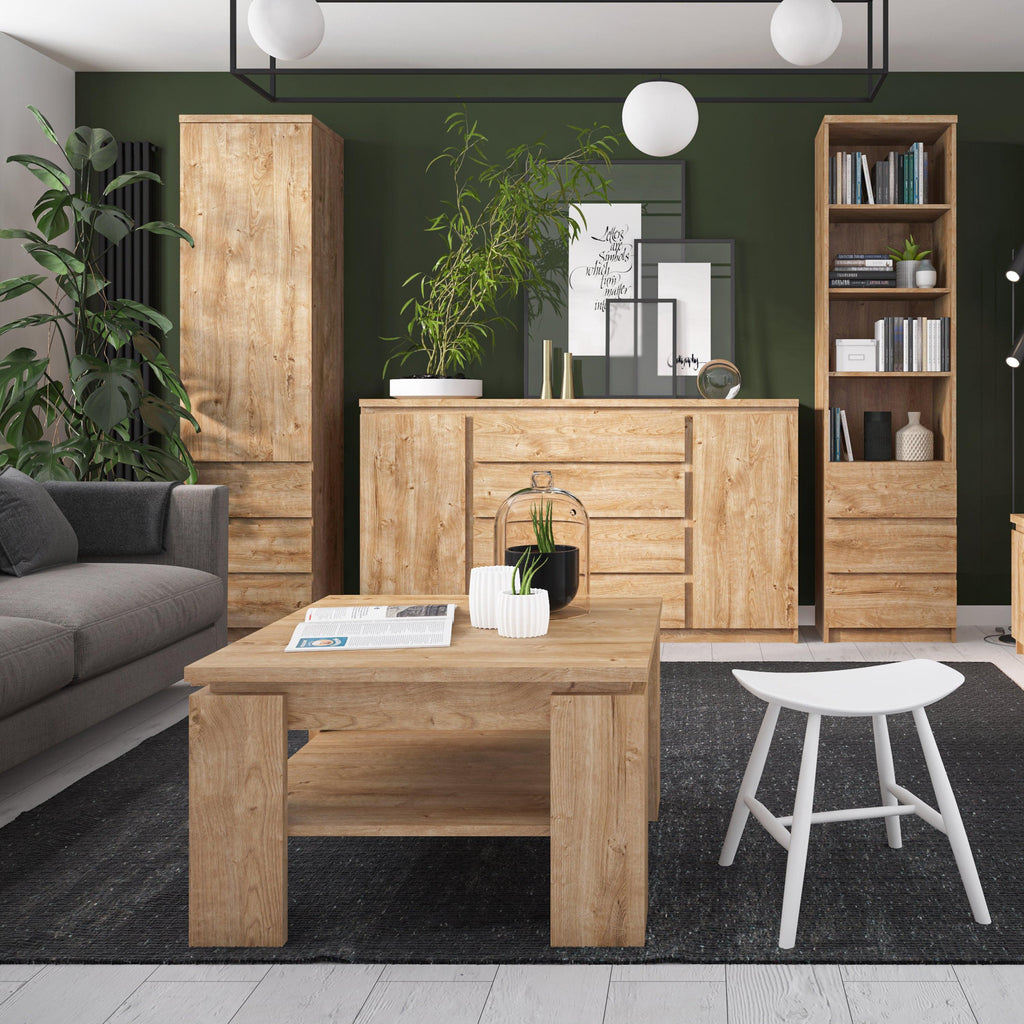 Fribo Tall Narrow 1 Door 3 Drawer Cupboard in Oak - image 3