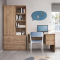 Fribo Tall Narrow 1 Door 3 Drawer Cupboard in Oak - image 5