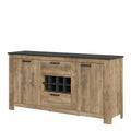 Rapallo 2 Door 2 Drawer Sideboard with Wine Rack in Chestnut and Matera Grey - image 2