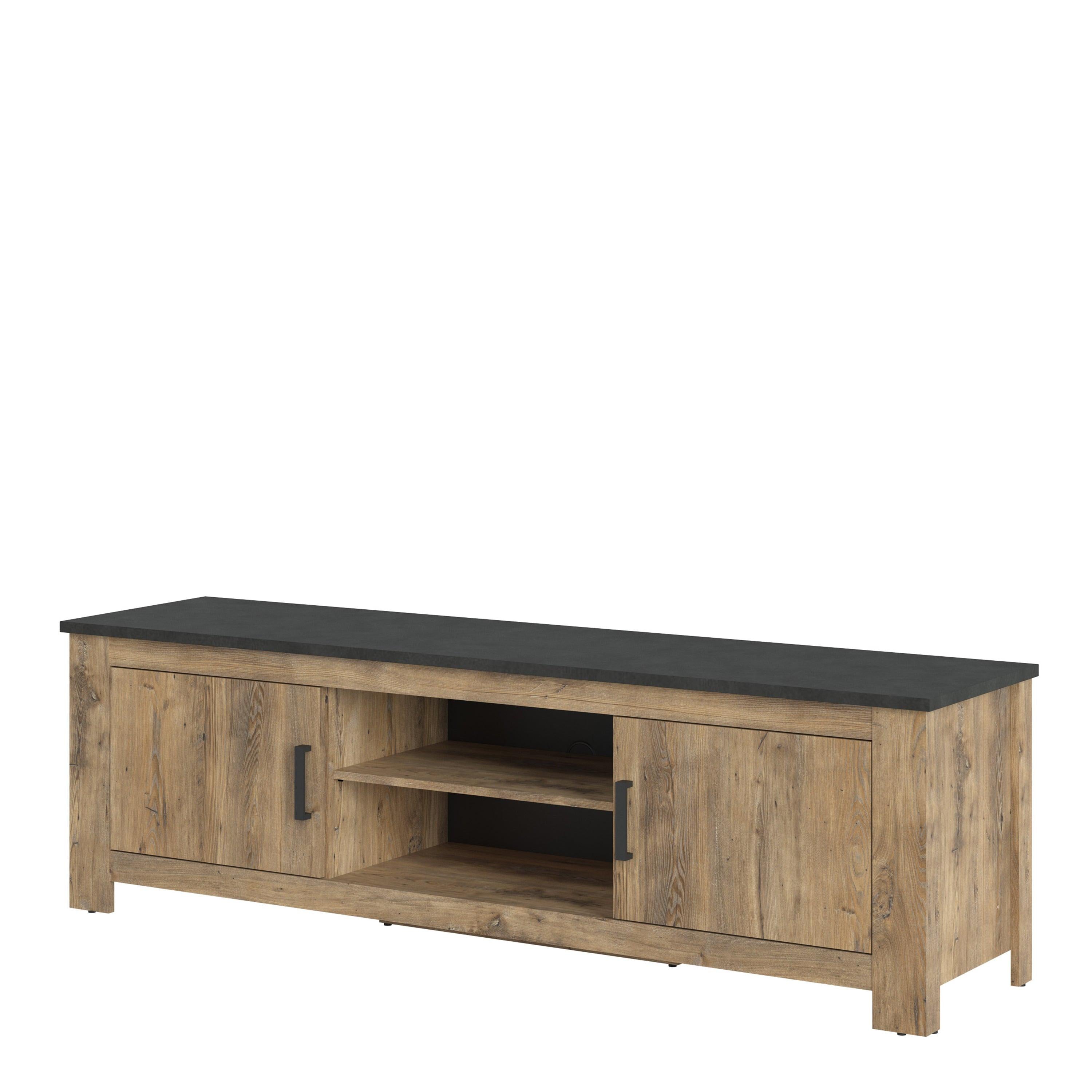 Rapallo 2 Door 189cm wide TV Cabinet in Chestnut and Matera Grey - image 2
