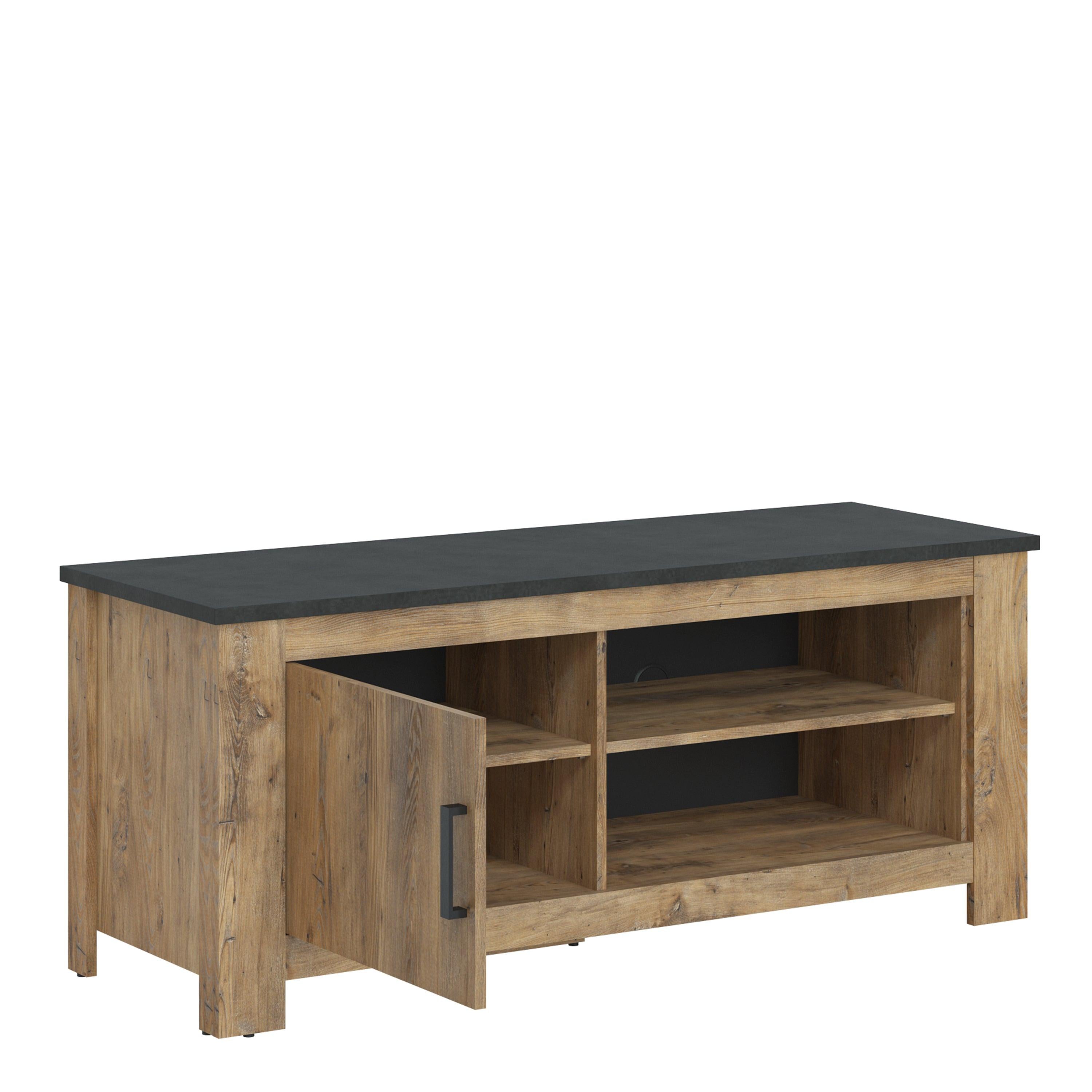 Rapallo 1 Door 138 cm TV Cabinet in Chestnut and Matera Grey - image 2