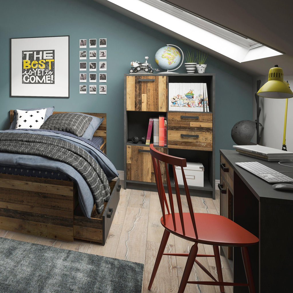 Brooklyn Desk with 1 Door and 1 Drawer in Walnut and Dark Matera Grey - image 4