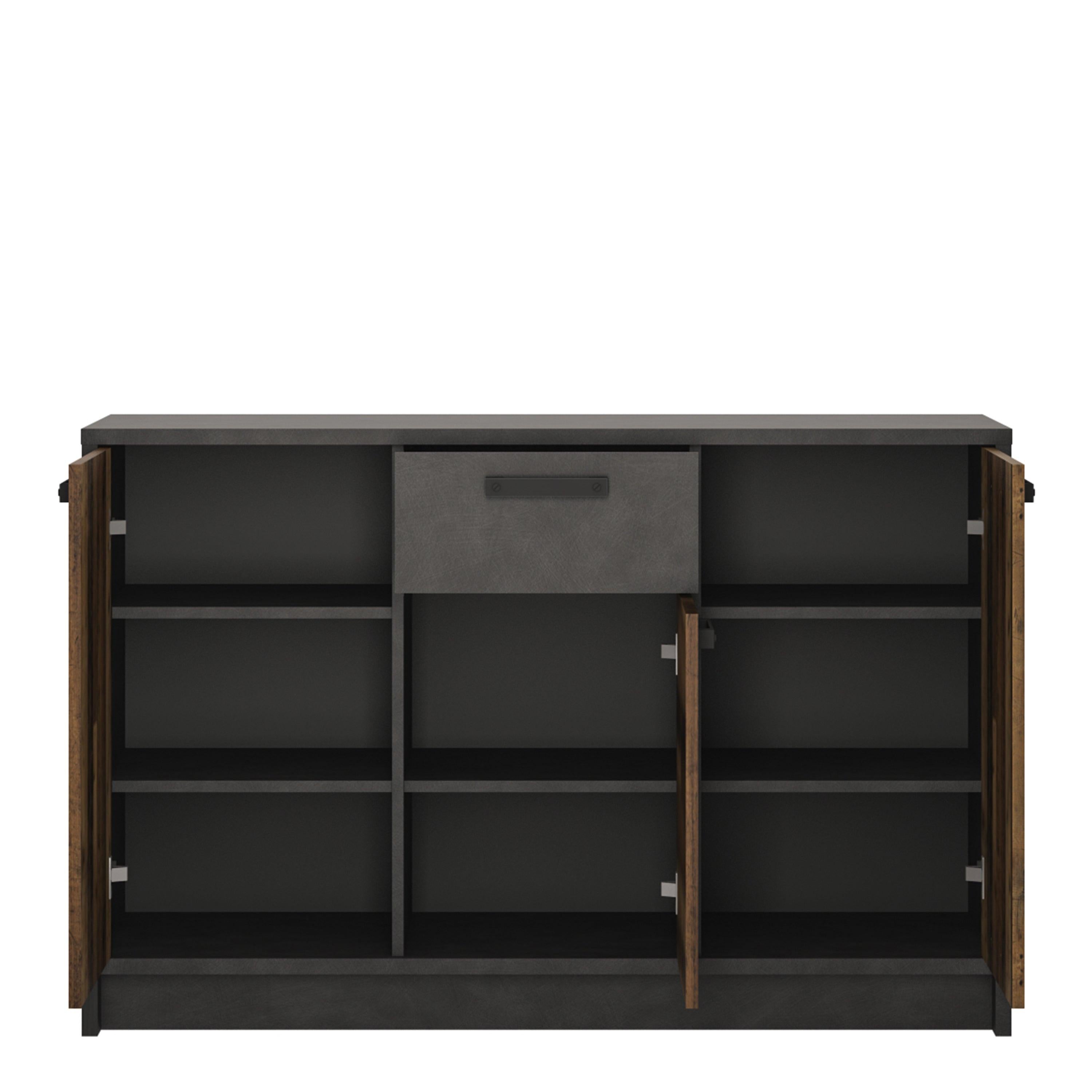 Brooklyn Cabinet with 3 Doors and 1 Drawer in Walnut and Dark Matera Grey - image 2
