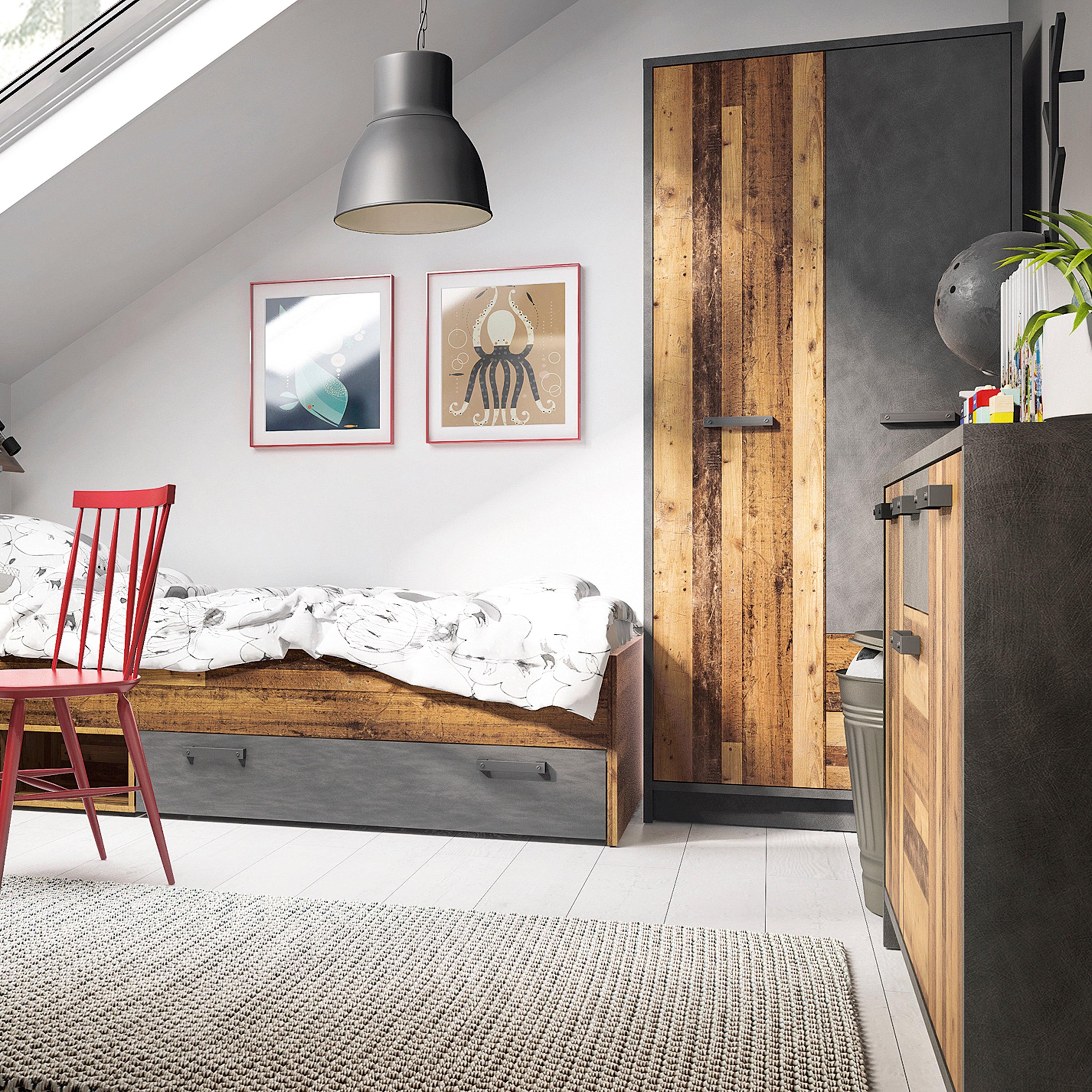 Brooklyn Cabinet with 3 Doors and 1 Drawer in Walnut and Dark Matera Grey - image 3