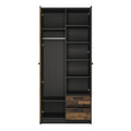 Brooklyn 2 Door Wardrobe with 2 Drawers in Walnut and Dark Matera Grey - image 2