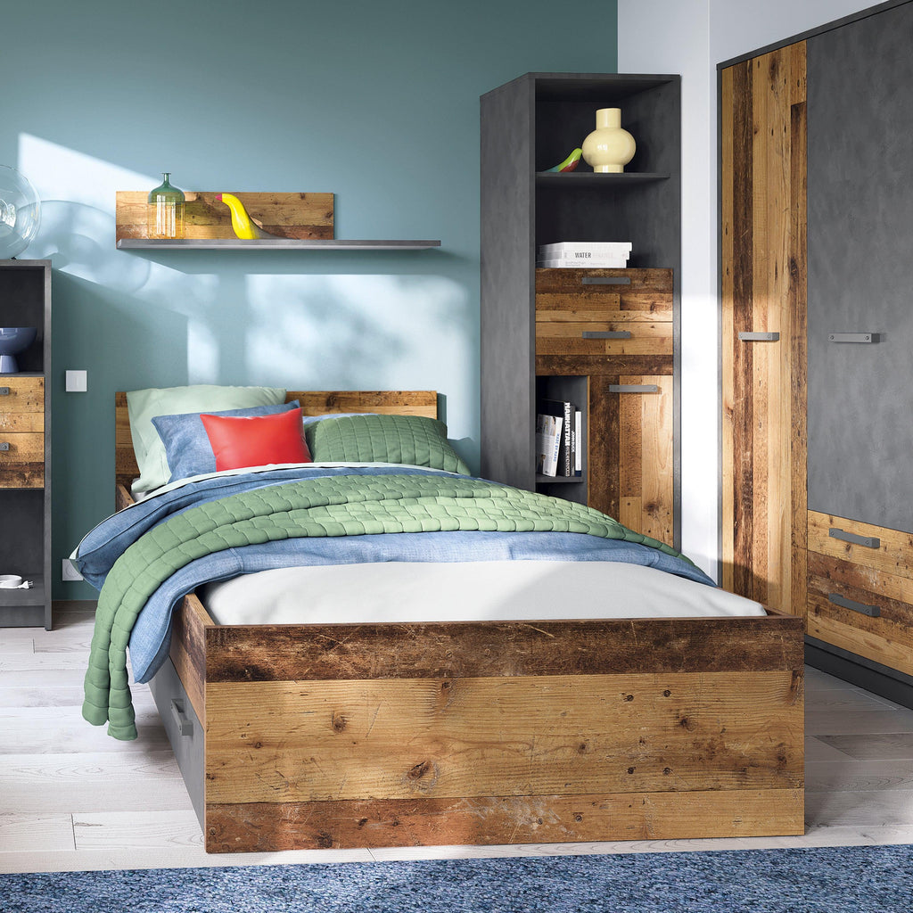 Brooklyn 2 Door Wardrobe with 2 Drawers in Walnut and Dark Matera Grey - image 3