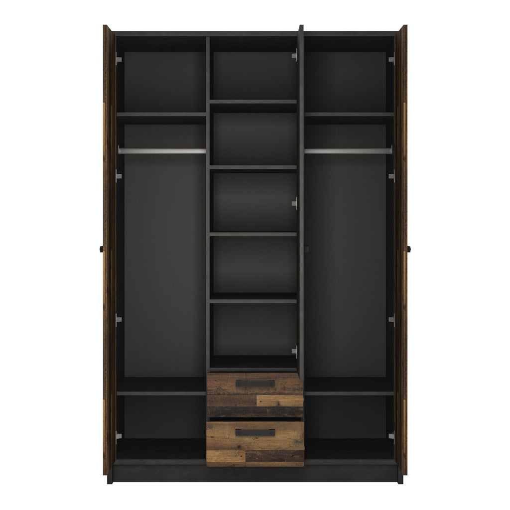 Brooklyn 3 Door Wardrobe with 2 Drawers in Walnut and Dark Matera Grey - image 2