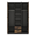 Brooklyn 3 Door Wardrobe with 2 Drawers in Walnut and Dark Matera Grey - image 2
